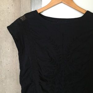 Embroidered Black Crop Top